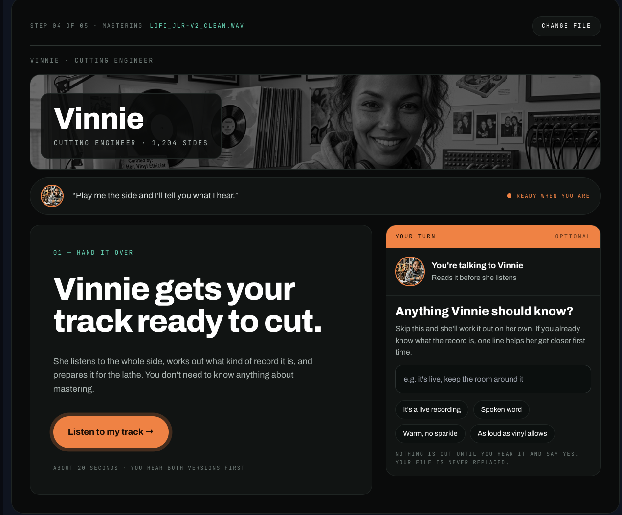 MEET VINNIE interface