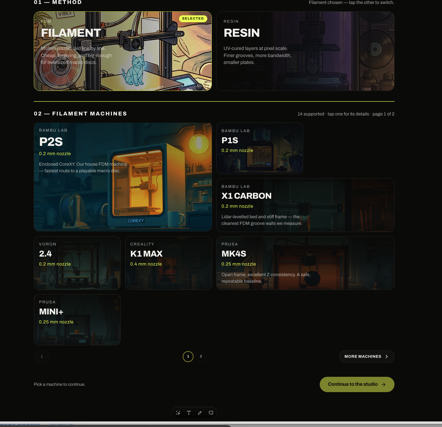 YOUR DISC TAKES SHAPE interface