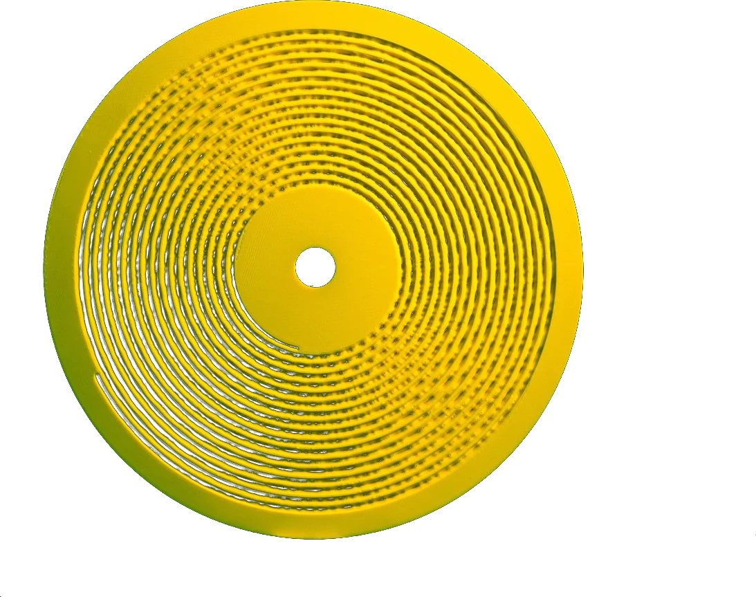 3D-printed Kräftsound disc in yellow