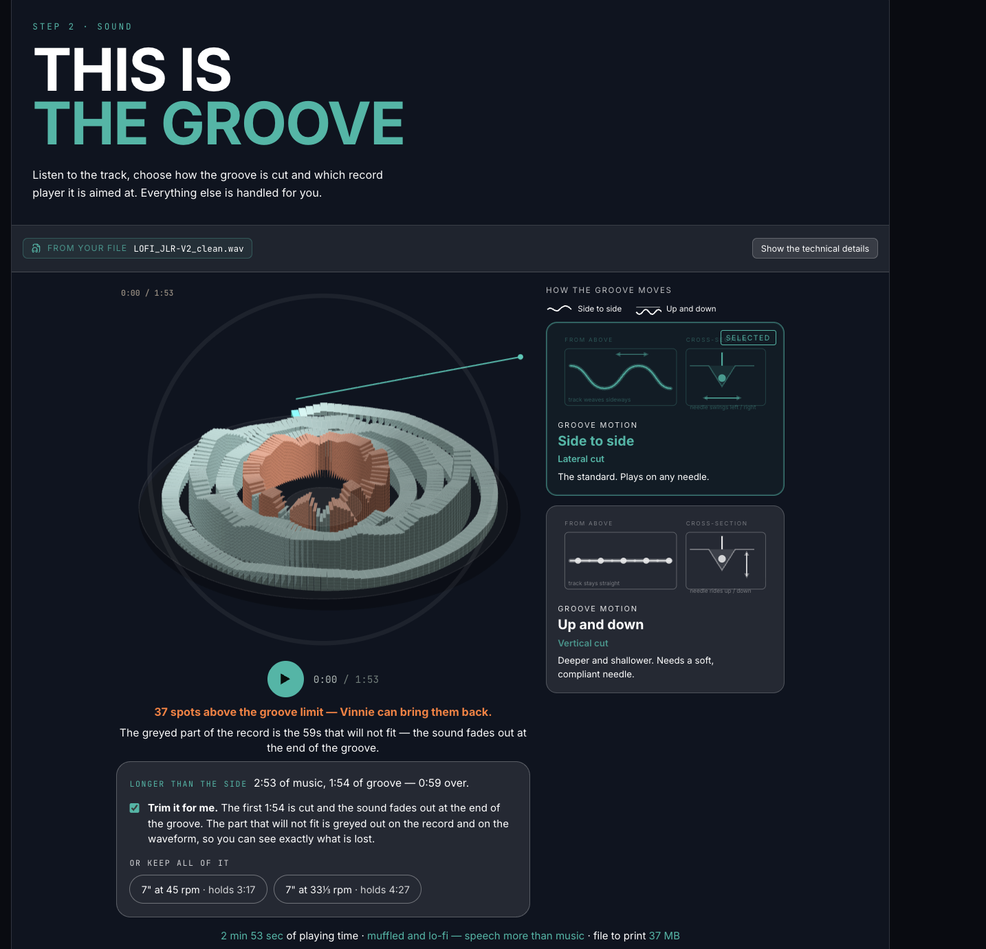CARVE THE GROOVE interface